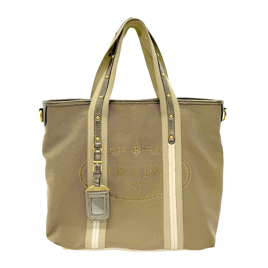 プラダ PRADA ハンドバッグ ショルダーバッグ ロゴジャガード キャンバス/レザー ブラウン系 レディース n0719 39,800円