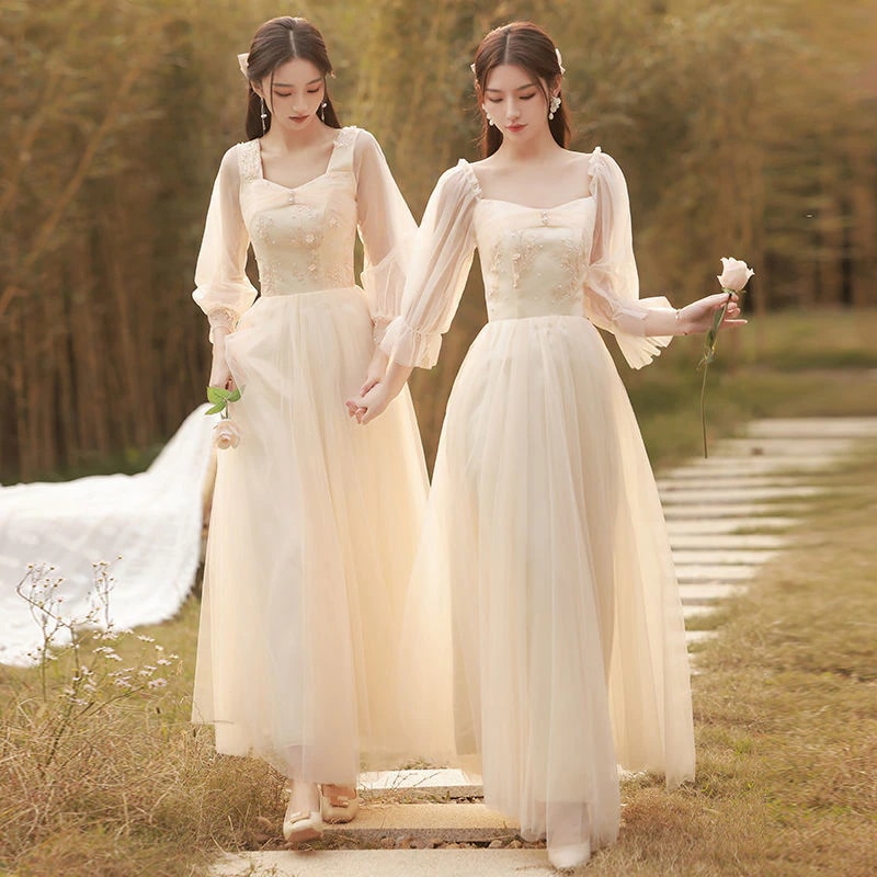 長い春と夏の新しいバーミツバー薄い卒業小さなドレス女性