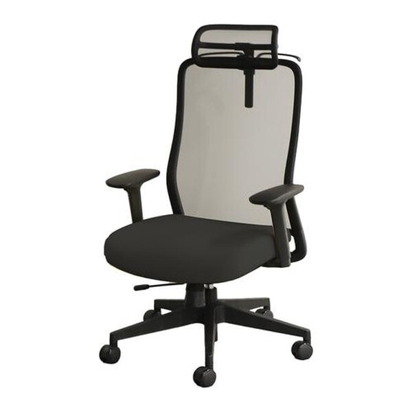 Netforce ST-1AHR-BK-W-BKBK BKフレーム×ナイトブラック シースルーチェア 肘・ヘッドレスト付き メーカー直送