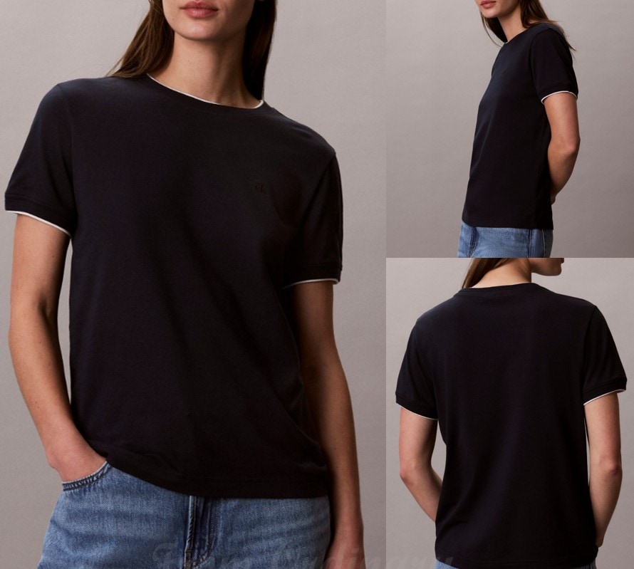 Contrast Trim Modal Crewneck Tee (47G211G-CEF)