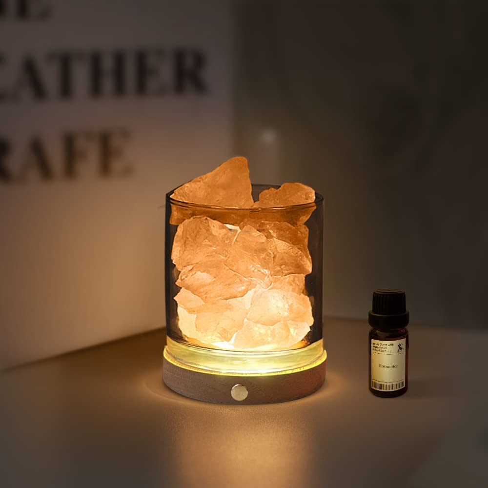 Kahuro アロマストーン セット【天然石 400g+アロマオイル10ml+led台座1台+ガラス1本】ストーンディフューザー 水晶 お試し アロマセット お祝い/バレンタインデー/誕生日/母の日/