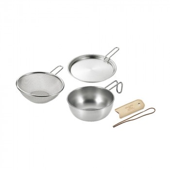 燕熟の技 シェラカップ/ボウル15cm&手付きザル/蓋トレー/レザーカバー付き EJSB-650