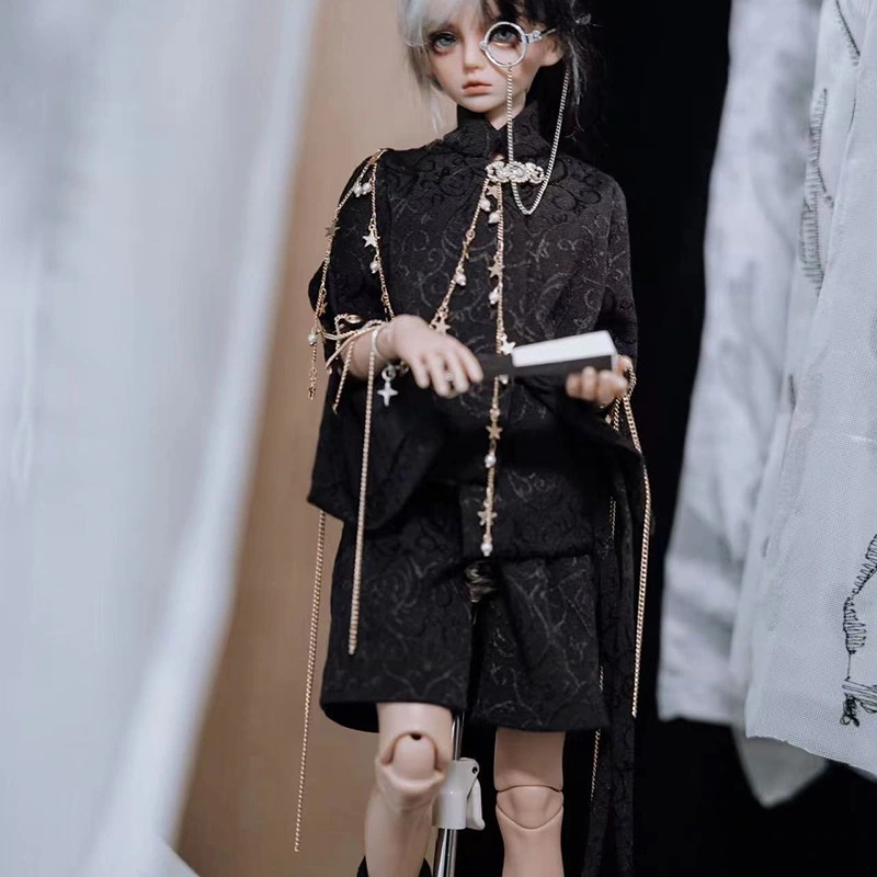 1/4 BJDドール用衣装セット チャイナ風 白色 黒色 ドール服 上着＋パンツ MSDサイズ人形衣装