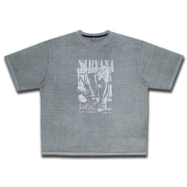 男女共用カートゥーン ニルヴァーナ ピグメント 半袖Tシャツ OF TSH Q003 チャコール_P422460860