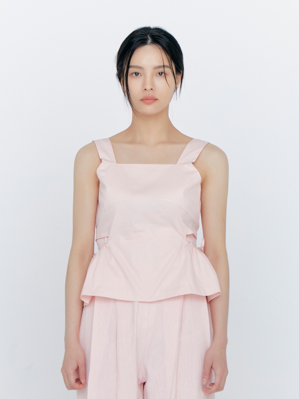 四角い袖なしブラウスピンク