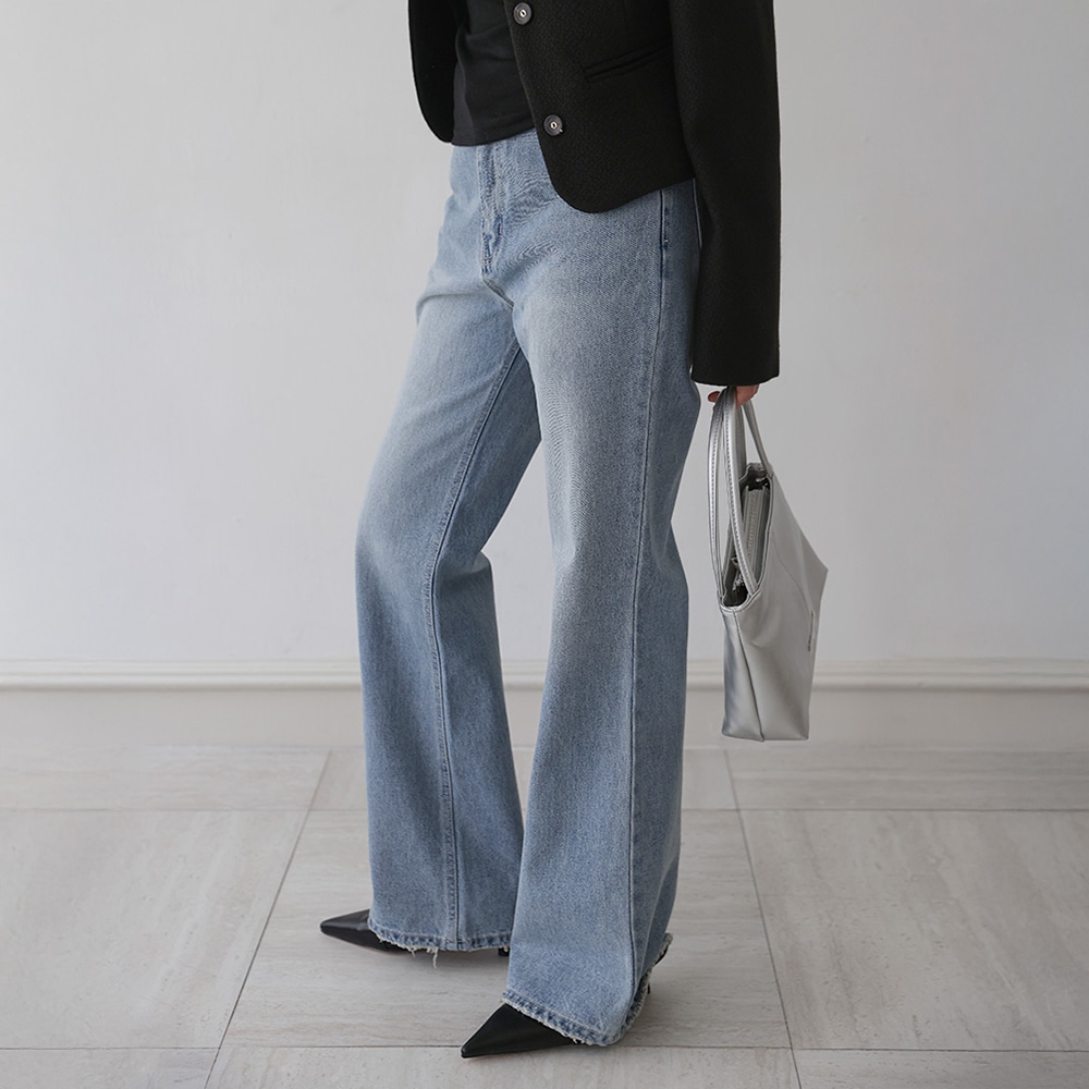 カイエルフリンジカットブーツカットデニムパンツ