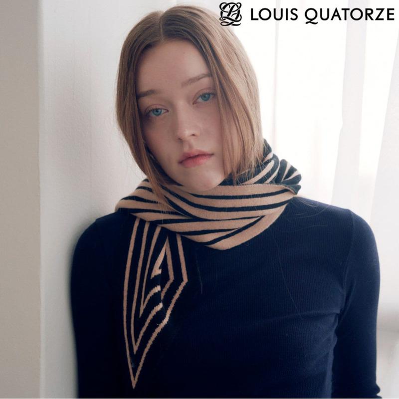 (2DMK807BL) ウール混紡プチマフラーマティエールニット ブラック