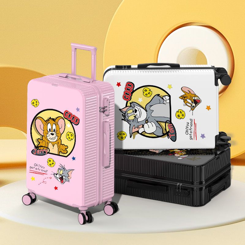 かわいい猫とネズミのスーツケースins新しい小型落書きスーツケース女性男性丈夫で長持ちするスーツケース