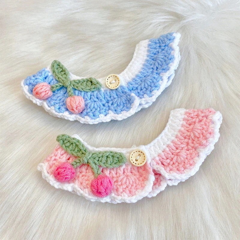 ペット 首輪 イヌ ネコ用 ニット 手作り 可愛い 小型 中型 大型 犬 猫 唾液タオル おしゃれ