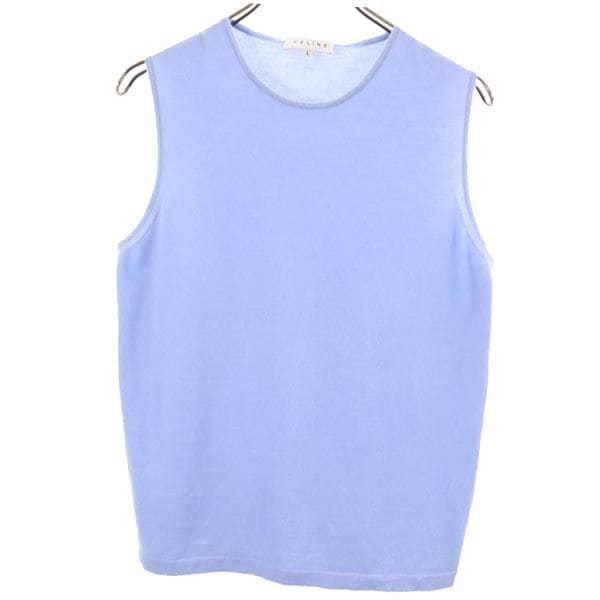 イタリア製 カシミヤブレンド ニット ベスト L ブルー系 レディース
