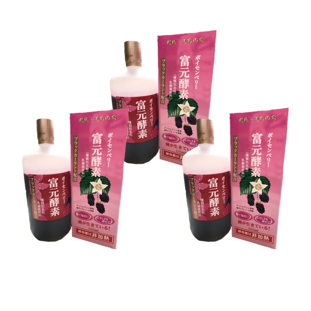 富元酵素ボイセンベリーブラックカーラント配合 1000ml 　３本セット　乳酸菌飲料 野生酵母パワー