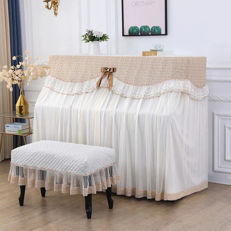 ピアノカバー 椅子カバー 2点セット レース フルカバー 全体カバー 電子ピアノカバー ピアノトップカバー アップライトピアノカバー デジタル 防塵カバー ピアノカバーセット 可愛い おしゃれ 韓国風