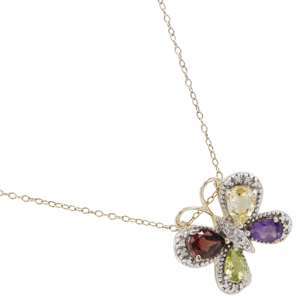 バタフライモチーフ ネックレス シルバー925 ラインストーン 約3.6g レディース 中古品 Aランク