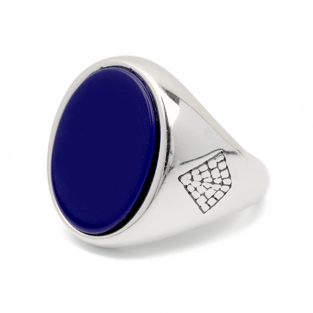 925 印台リング スタンプリング 青 [cr404]