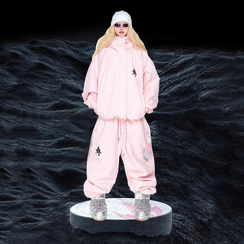 スノーボードウェア 2024 2025 上下セット メンズ レディース パンツ ズボン アウター チェック柄耐水20000 セットアップ 3Lスキーウェア スノボウェア スノーウェア 韓国風 防水防風