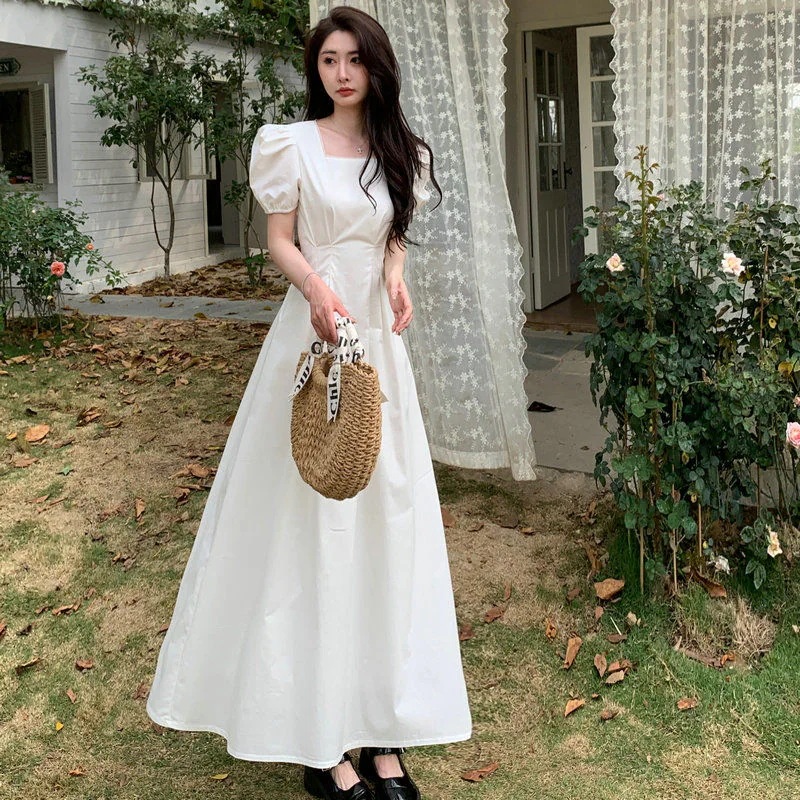 125センチメートル長い背の高い新しいウエスト細い気質優しい年齢はバブルスリーブドレスを減らす