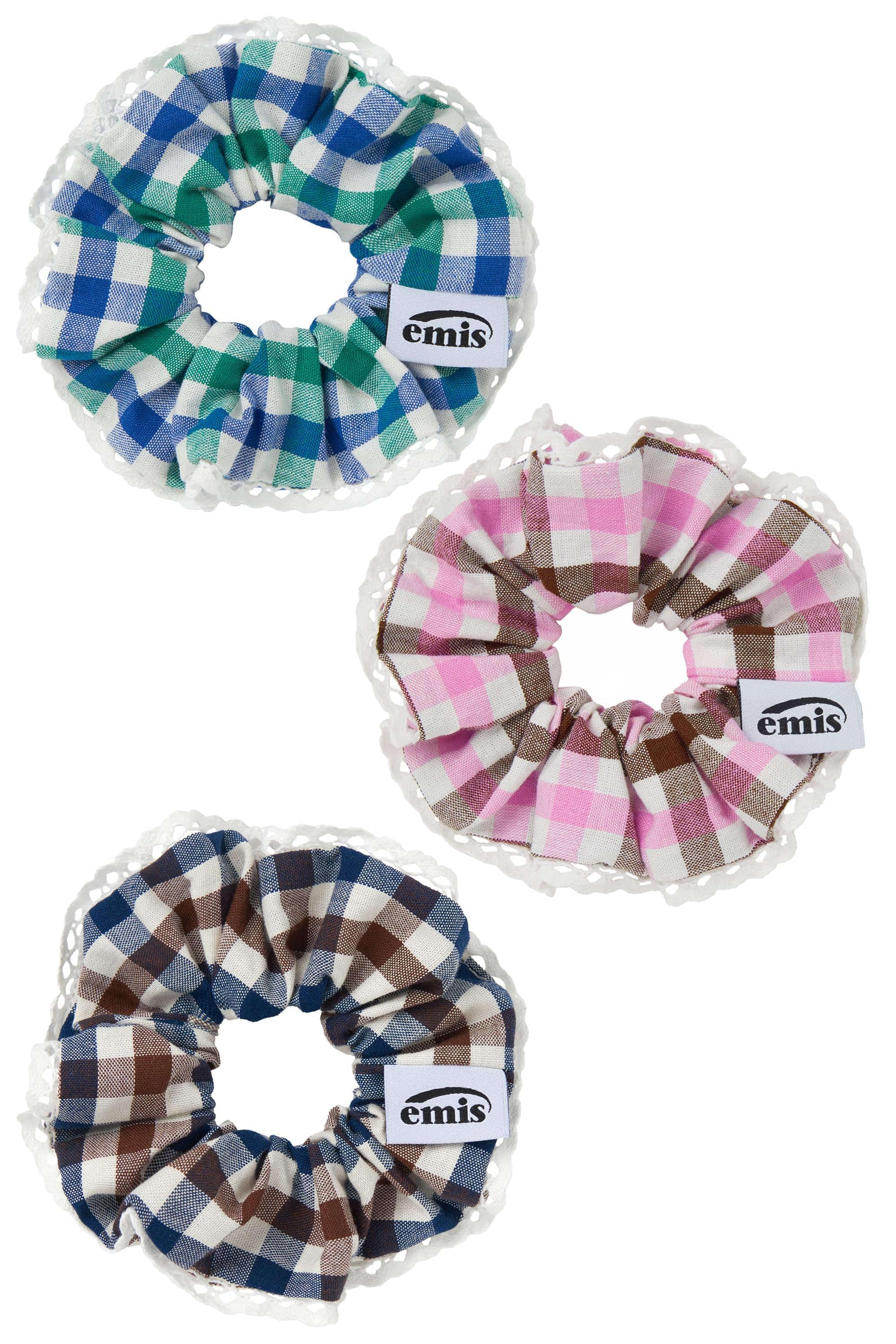 【EMIS】 BLOCK CHECK SCRUNCHIE : 3COLORS