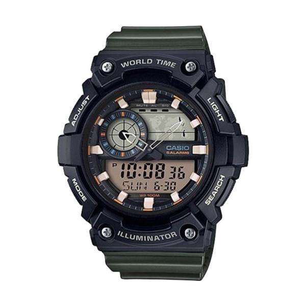 AEQ-200W-3A 軍人スポーツ男性ウレタンアナデジ腕時計