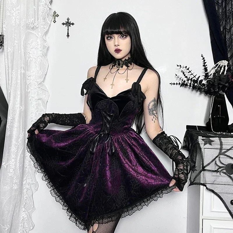 暗黒 セクシーワンピースキャミソール レースハロウィンダークゴス 修道女ふわふわプリンセスドレスロールプレイングロリータロリータクラ風お嬢様重工 女性ワンピースショートスカート 女ロリータゾンビ服制服