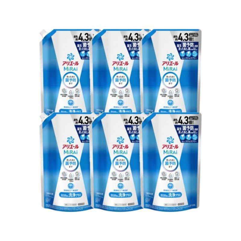 P＆G　(ケース販売)アリエールミライ 洗浄プラス つめかえ用 ウルトラジャンボサイズ 1.22kg×6個