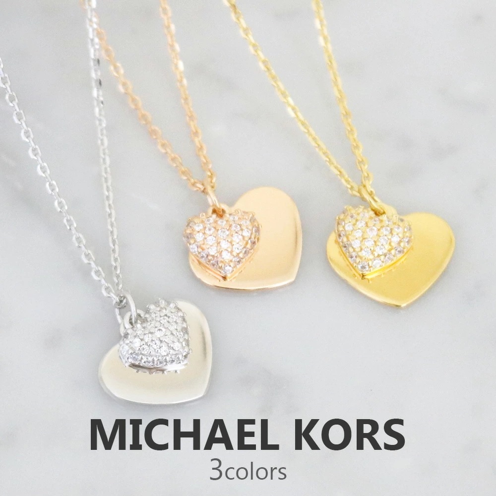 MK ネックレス レディース パヴェ ハート ペンダント MKC1120AN 選べる3color P