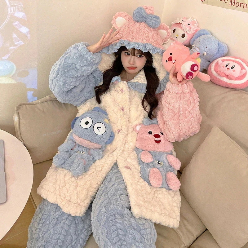 ルームウェアパジャマお客様感謝還元セールス氷潔漫画ミッチパジャマ女春秋綿長袖丸首カジュアルins外着家庭服セット