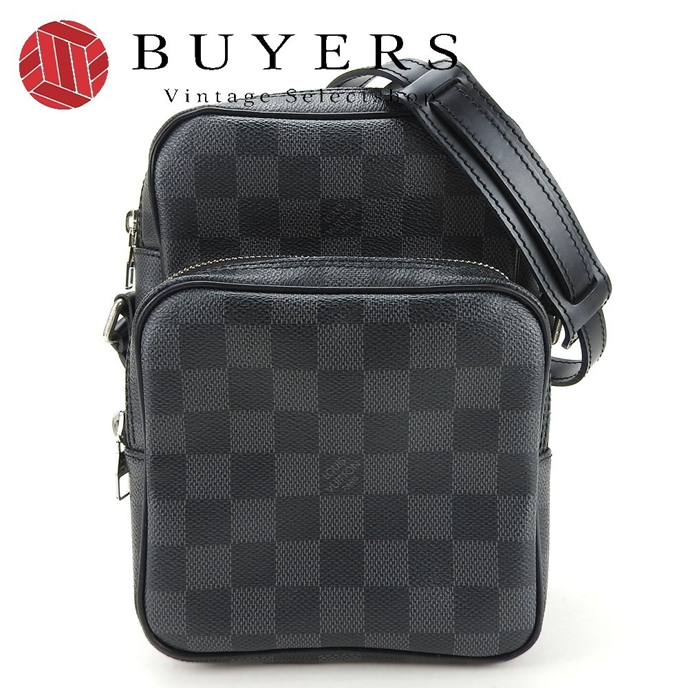 中古 ショルダーバッグ レム N41446 ダミエグラフィット グレー ブラック シルバー金具 斜め掛け ポシェット メンズ 男性