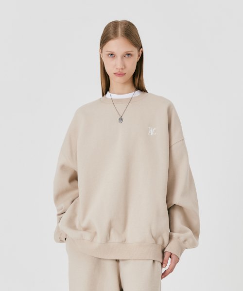 (起毛) Signature basic sweatshirt - BEIGE