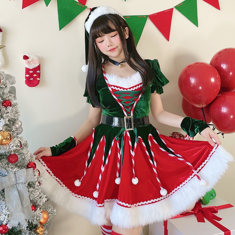 クリスマスコスチューム大人女性用クリスマスツリーロールプレイコスチューム面白いコスチュームサンタクロースクリスマスドレス