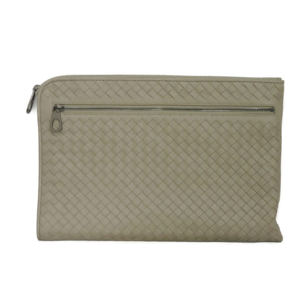 【中古】BOTTEGAVENETA クラッチバッグ カーフ グレージュ RFID ICチップ イントレチャート VN ドキュメントケース 406021 V4651 1524