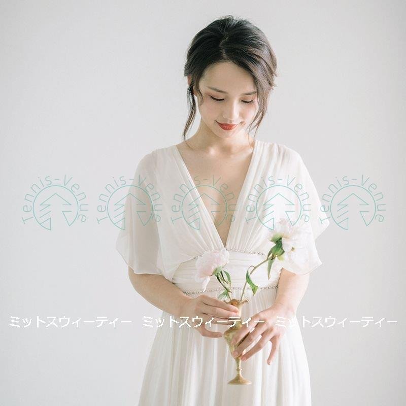 ウェディングドレス ロングドレス 結婚式 チュール ふわふわ 半袖 バックレス ウエディングドレス