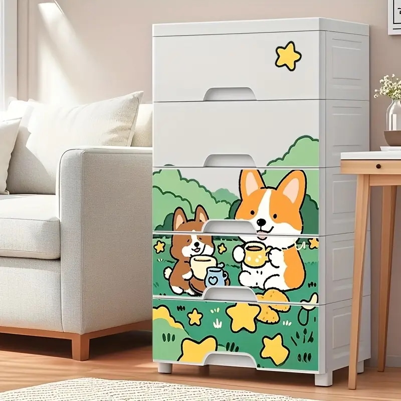 5段プラスチック収納引き出しオーガナイザー44cm軽量ポータブル収納ボックス付き多目的積み重ね可能なオーガナイザー寮RV旅行臨時クローゼットソリューション寮収納ソリューション ふざけた