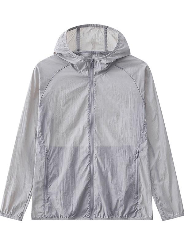防風 連帽 防晒服 メンズ レディース UVカット 薄手 通気性 速乾 超軽量 耐磨 防虫 錦 素材 純色 脱着可能 深灰 浅灰 軍緑 色 登山 徒歩 キャンプ 釣り 用途 夏 シーズン