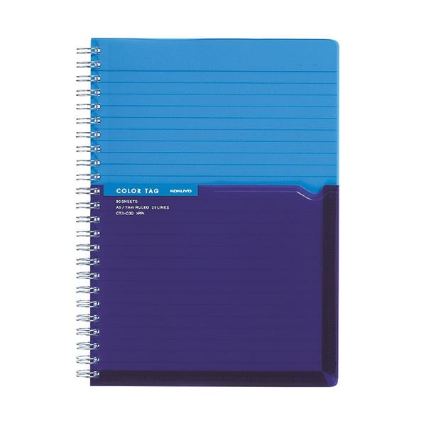 (まとめ) コクヨ ツインリングノート（カラータグ）Bi-COLOR A5 A罫 90枚 ブルー CTス-C30B 1冊 (×30セット)