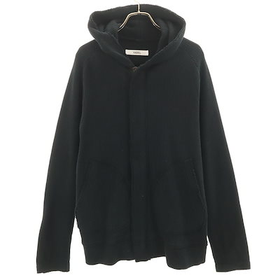 VADEL バデル 日本製 長袖 ジップアップ フーディー ニット 48 ブラック メンズ Qoo10] バデル 日本製 長袖 ジップアップ フーディー
