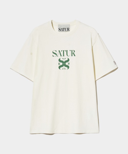 SATUR クラシックロゴショートスリーブ T シャツクリームミント