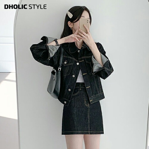 [メガ割りSALE]ノンウォッシュデニムジャケット&ミニスカートSET・p507281 7,982円