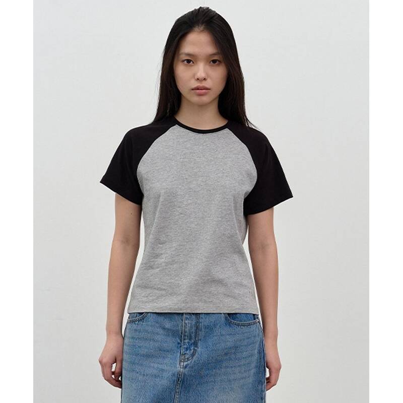 Nau W ラグラン半袖Tシャツ メランジグレー 496232