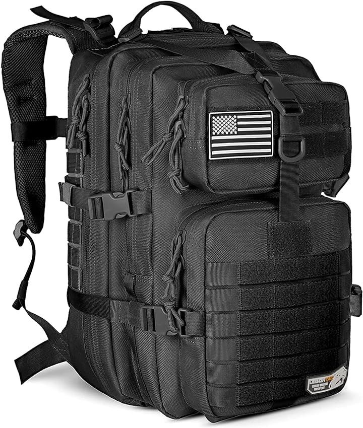 レイソンタック ISO基準品 MOLLE ミリタリー リュック タクティカルバック 42L 大容量( オリジナル231ブラック改良版, 約47x31x29cm （高さx幅x最大マチ）)