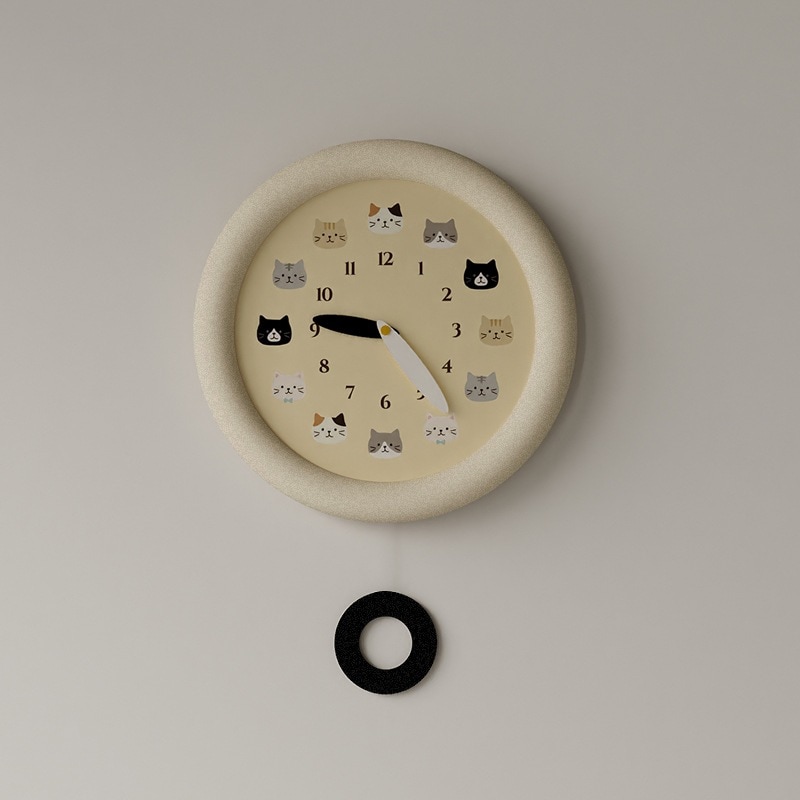 壁掛け時計 北欧 人気 シンプルで かわいい猫 静音 ファッション 壁掛け式 アニメ 30cm