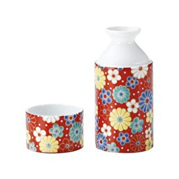 九谷焼 酒筒 梅菊 SK-381 青郊窯 徳利＆お猪口セット