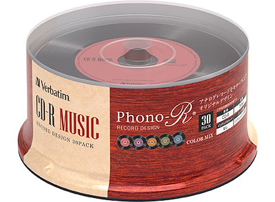 他サイト： バーベイタム 音楽用CD-R 80分 30枚パック5色レコードデザインPhono-R AR80FHX30SV7の商品画像