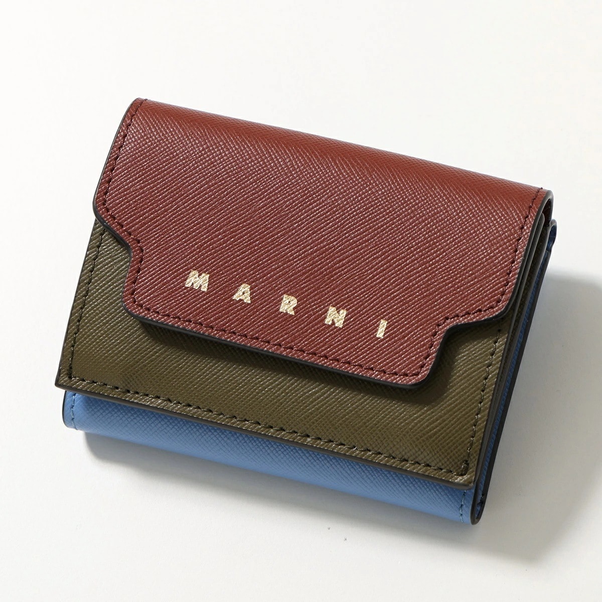 MARNI マルニ 三つ折り財布 PFMO0125U0 PFMO0125U1 LV520 レディース ロゴ ミニ財布 サフィアーノレザー カラー4色