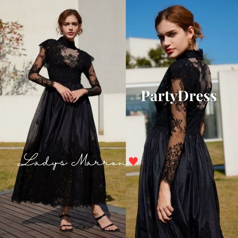 【即納】オケージョンドレス お呼ばれドレス 結婚式 パーティードレス かっこいい 個性的 韓国 結婚式お呼ばれドレス マザーズドレス 成人式ドレス 同窓会ドレス 二次会ドレス 黒ドレス ワンピース ロ