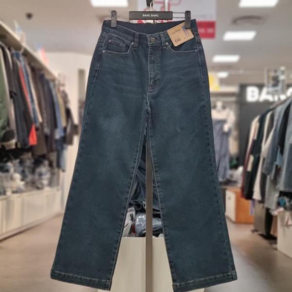 HC21 女性 インバンド 薄起毛 クロップワイド スパン デニムパンツ NQL663 (S41032259)