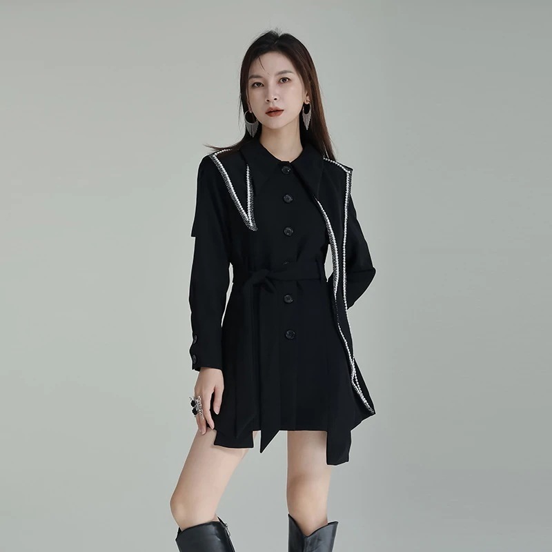 【J.Fashion】 短丈ワンピース ドッキングワンピース ロングブラウス風 レディースワンピース シャツワンピース 日焼け止め ドレス メガ割30%までに制限