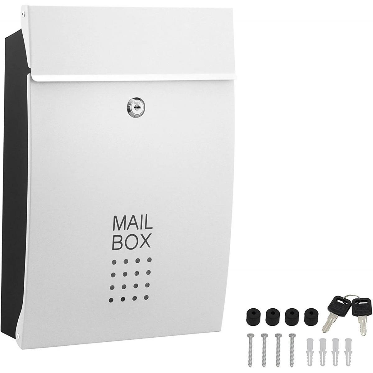 ハイロジック 堺トレード メールボックス・ポスト ホワイト W260xH385xD80mm 鍵付き SHPB05A-WB 郵便ポスト