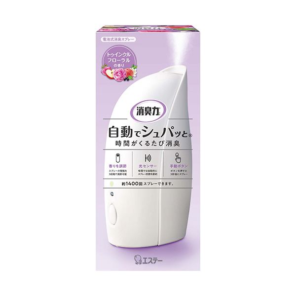 （まとめ） エステー 消臭力自動でシュパッと トゥインクルフローラルの香り 本体 1個 (×10セット)