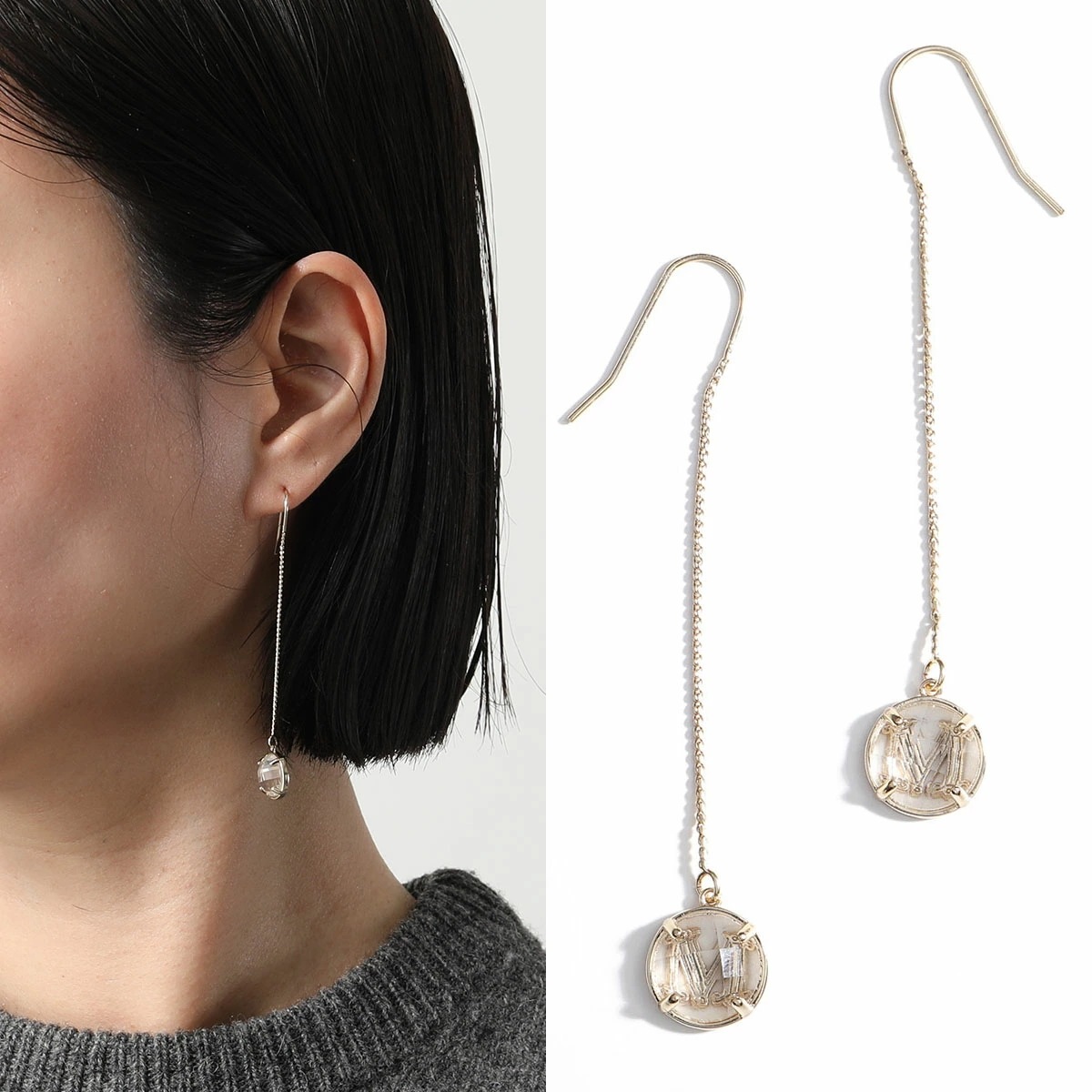 MAX MARA マックスマーラ ピアス MOGANO モガノ レディース チェーン Mロゴ アクセサリー 001