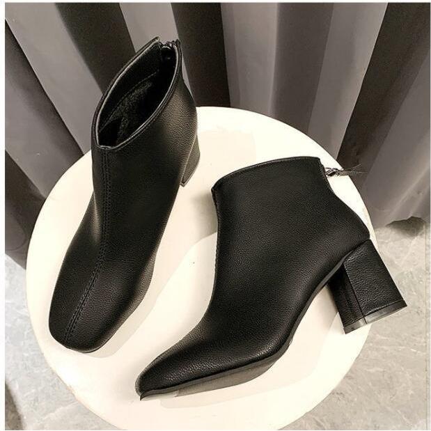 ショートブーツ レディース 太めヒール レインブーツ 厚底 大きいサイズ 靴 無地 カジュアルシューズ 美脚 歩きやすい 着痩せ効果